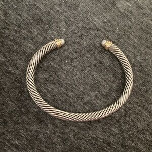 David Yurman Cable Bracelet in Silver and 14KY Gold with Pearls